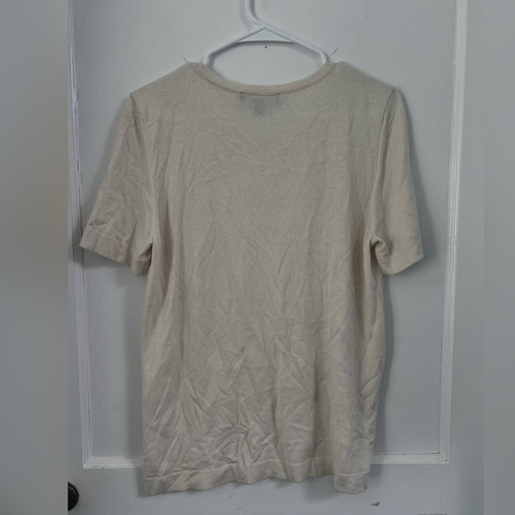 Max Mara Cream Short Sleeve Cream Blouse Size M $480 - Picture 3 of 3